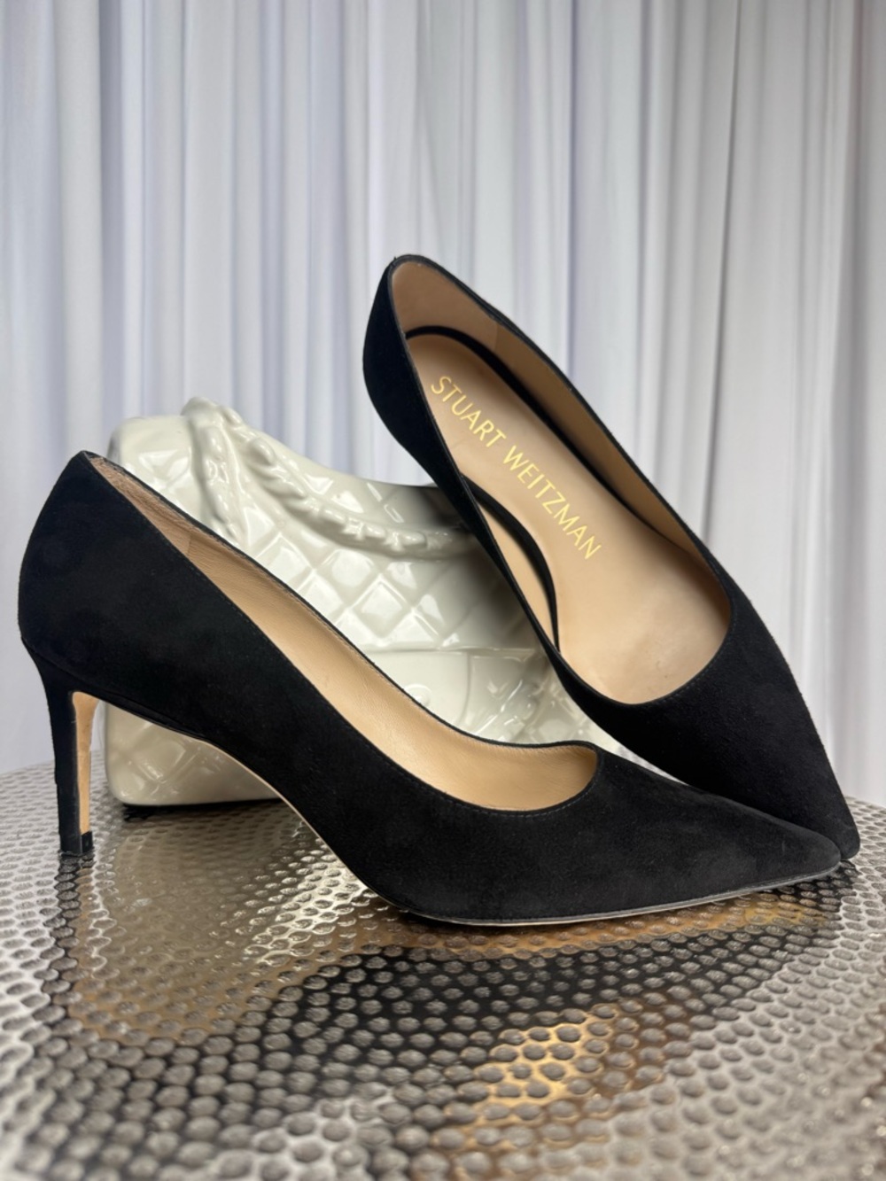 Stuart Weitzman Black Suede Pointed-Toe Pump Women’s Size 5.5